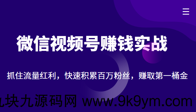 微信视频号赚钱实战：抓住流量红利，快速积累百万粉丝，赚取你的第一桶金